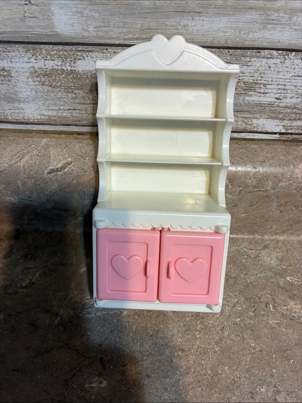 Playskool 1994 Pink & White Heart Cabinet Toy Hutch - Picture 4 of 8